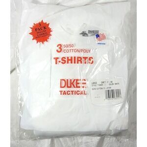 Duke Tactical 3-Pack 50/50 Cotton/Poly Short Sleeve T-Shirts - White - Large